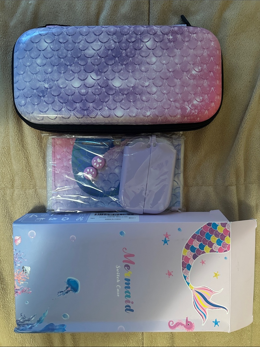Mermaid Scale switch Travel Case Set - Purple to Pink Ombre